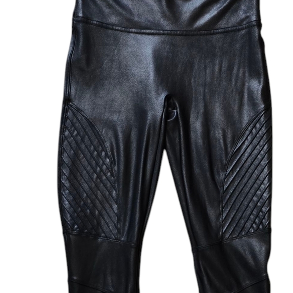 SPANX Faux Leather Moto Leggings, Size M - Picture 8 of 8